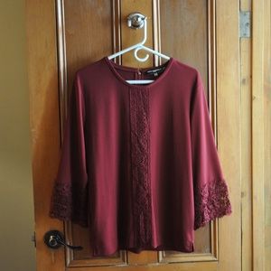 Karl Lagerfeld Paris Lace 3/4 Sleeve Top Size L